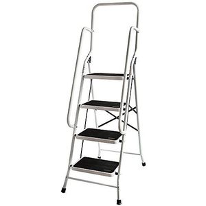 Home Vida 4 Stap Ladder Met Veiligheid Handrail Vouwen Keuken Anti-Slip Mat Veilig Zwaar Staal