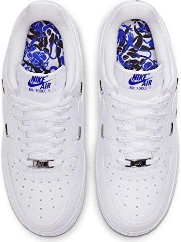NIKE Dames Air Force 1 '07 LX Sneaker, 5 UK, Wit Wit Hyper Royal Zwart, 38.5 EU