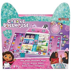 Spin Master Games Gabby's Dollhouse, het MIAU-tastisch spel - bordspel naar de populaire kleuterserie op Netflix, voor 2-4 spelers, ideaal voor kinderen vanaf 4 jaar