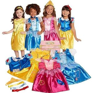 Disney Princess 4 Jurken: Aurora, Belle, Assepoester En Sneeuwwitje-Outfit, 4 Tops En 3 Rokken, 21 Stuks, Voor Meisjes Tussen 3-6 Jaar