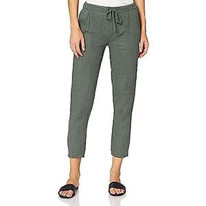 Bonateks, Pure linnen broek met elastische taille, DE-maat: 36, Us-maat: S, lichtgewicht kaki - gemaakt in Italië, groen, 36