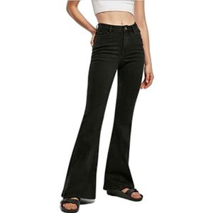 Urban Classics Vrouwen dames biologische hoge taille uitlopende denim broek shorts, Zwart gewassen, 56