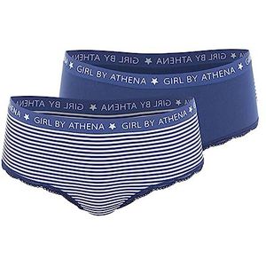 Girl by Athena ondergoed meisjes, Marineblauw/marineblauw gestreept, 10 Jaar
