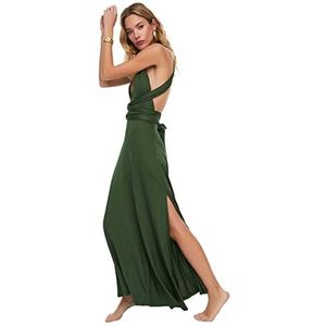 Trendyol Dames netwerk gedetailleerde gebreide strandjurk jurk, kaki, extra large