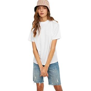 Trendyol Dames White Steep Collar Basic Gebreide T-Shirt, XL