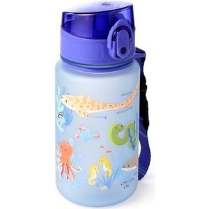 Puckator Onbreekbare drinkfles voor kinderen – zeedieren – Mariniverse – opening Pop Top 350 ml
