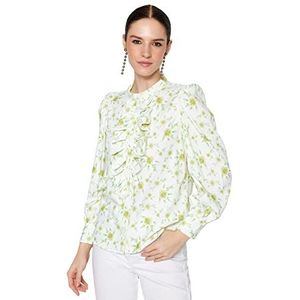 Trendyol Dameshemd met lange mouwen en bloemen, ecru, 34