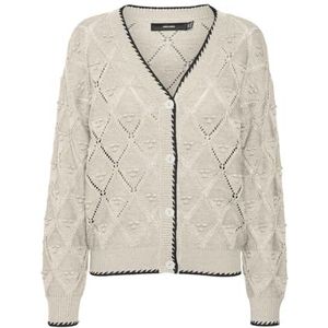 VERO MODA VMJULIAN LS V-hals Cardigan GA Boo, Birch/Detail:w. Black, M