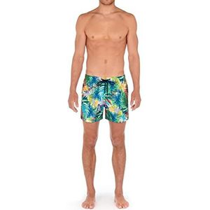KAJYY Beach Boxer heren zwembroek Palms groen mat zwart