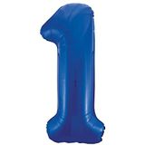 Unique Party 55741 Gigantische folieballon, 86 cm, blauw, cijfer 1