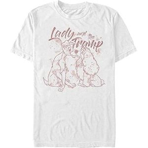 Disney Classics Lady & The Tramp - Lady Tramp Lineart Unisex Crew neck T-Shirt White 2XL