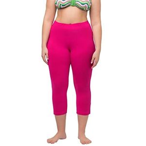 Ulla Popken Dames grote maten plus size capribroek, 7/8-lengte, elastische band, tot maat 66/68 fuchsia roze 66+ 574952810-66+, fuchsiapink, 61W / 32L