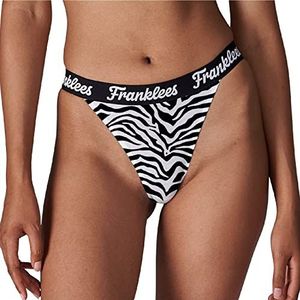 Franklees Tanga-ondergoed voor dames, superzacht, ademend katoen, grappige prints, passend damesondergoed, comfortabele slipjes, passend ondergoed voor koppels, Zebra, M