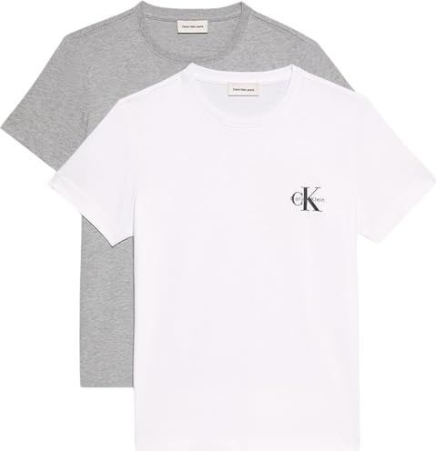 Calvin Klein - A-Logo CN 2 Pack Tee - T-shirt - Wit/Grijs