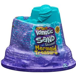 Kinetic Sand, Mini-zeemeerminnenslot, 170 g zandglans, violet toverzand, 1 vorm, 2 accessoires en 3 edelstenen inbegrepen, speelgoed voor jongens en meisjes van 3 jaar
