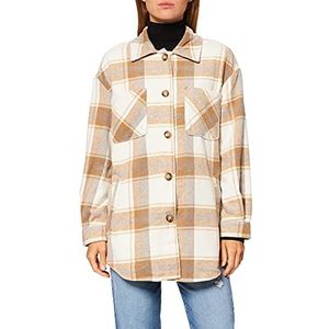 Vila Vikimmi Check Shirt L/S Jacket-Noos jas voor dames, Cloud Dancer/Checks: hazelnoot Tigerseye Gull Grey 16-3803 Tcx, XL