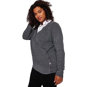 Trendyol Dames rechte lange mouwen ontspannen sweater in plussize, antraciet, 4XL/Grote maten