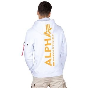 Alpha Industries Hoody met neonopdruk en capuchon voor heren White/Neon Orange