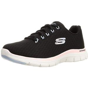 Skechers Flex Appeal 4.0 gecoate Fidelity Sneaker voor dames, Zwart Mesh Roze Trim, 39.5 EU