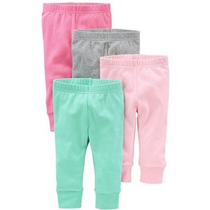 Simple Joys by Carter's Baby-Girls 4-Pack Pantspants, Helder Roze/Grijs/Lichtroze/Mint, Newborn