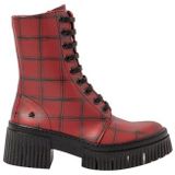 Artvoor vrouwen. 11375F1X2003_ESP Leren enkellaarsjes 1375F rood (36), Leer, Plat, 3 tot 5 cm, Veters, Ritssluiting, Casual