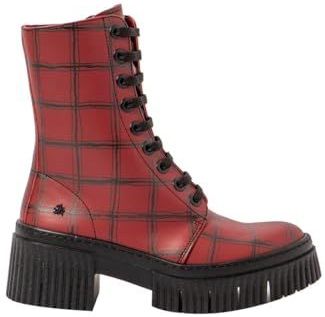 Artvoor vrouwen. 11375F1X2003_ESP Leren enkellaarsjes 1375F rood (36), Leer, Plat, 3 tot 5 cm, Veters, Ritssluiting, Casual