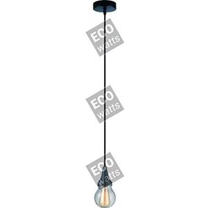 Hanglamp, aluminium, IP44 E27 max. 25 W, lampenkap van helder glas, zwart, mat, buitenkabel, PVC, lengte 150 cm, zwart