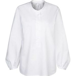 Seidensticker Damesblouse met opstaande kraag, modieuze blouse, regular fit, opstaande kraag, lange mouwen, 100% katoen, wit, 46