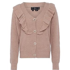 caspio Dames Spliced houten oorrand V-hals modieuze gebreide jas acryl beige maat XL/XXL, beige, XL