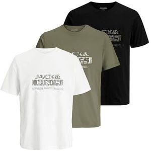 JACK & JONES - JCOSTANCE - Shirt - Olijfgroen/Zwart/Wit - 3 Pack