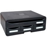 Exacompta - Ref. 319714D - Toolbox mini-doos met 4 laden voor het opbergen van kleine gebruiksvoorwerpen - Buitenafmetingen: Diepte 27 x breedte 35,5 x hoogte 13,5 cm - glanzend zwart