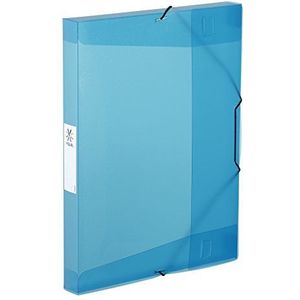 Viquel - Kunststof map met elastieken - Archiefdoos DIN A4 - ID-label aan de zijkant - Gemaakt in Frankrijk - Doorschijnend blauw