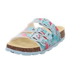 Superfit 1-800113 Pantoffels met voetbed, voor meisjes, Turquoise Roze 7510, 25 EU