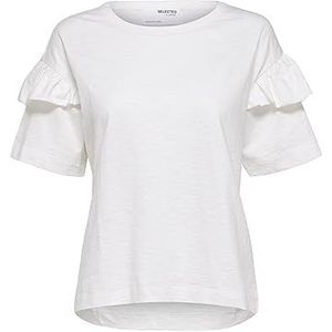 SELECTED FEMME Dames Slfrylie Ss Florence Tee M Noos T-shirt, wit (snow white), XL