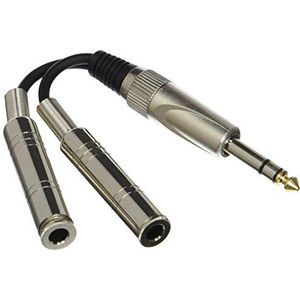 Stagg YC-01 / 1PS2PFH Grote Stereo Jack Dual Mono Splitter Y Adapter, 1/4"", Zwart