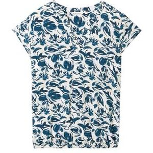 TOM TAILOR Damesblouse met korte mouwen en patroon, 35286 - Blue Abstract Floral Design, 32