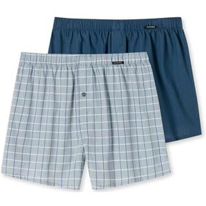 SCHIESSER - Boxershorts Multipacks - Heren Boxershorts - Donkerblauw en Multicolor Ruitpatroon - 2-pack