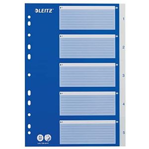 Leitz Tabbladen voor A4, omslag van karton en 5 tabbladen met tabbladen van kunststof, meerkleurig, 12556000