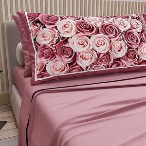 PETTI Artigiani Italiani - Beddengoed van katoen met kussenslopen in digitale print, beddengoed voor tweepersoonsbed, poeder, 100% Made in Italy