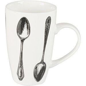 Delys-By-Verceral 516119 ontbijtbeker, koffieserie, porselein, wit en zwart, 12,5 x 8 x 13 cm