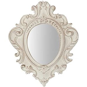 Biscottini Wandspiegel 32,5 x 4 x 38,5 cm | Badkamerspiegel met houten frame | Wandspiegel wit | Decoratieve wandspiegel