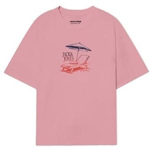 JACK & JONES Joralmeria Tee Ss Crew Neck FST Pls T-shirt voor heren, Tickled Pink, 4XL