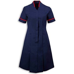 Alexandra AL-NF51NR-128T Mandarijn kraag jurk, effen jurk, lang, rood pijpen/trim, 128 cm borst (maat 26), zeeman Navy