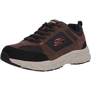 Skechers Oak Canyon heren Wandelschoen Walking, Chocolade leer Mesh Zwart Trim, 42.5 EU