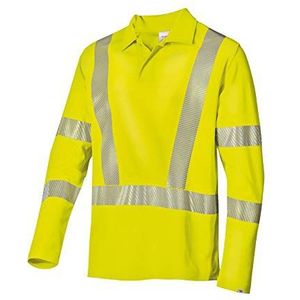 BP 2133-261-86-3XL Stofmix lange mouwen uniseks poloshirt, polokraag met verborgen drukknoopband, 50% katoen/50% polyester, waarschuwingsgeel, 3XL maat