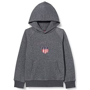 GANT Jongens Shield Hoodie Hoodie, Antraciet melange, 122-128