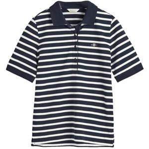 GANT Slim Striped Shield SS Pique Polo, evening blue, L