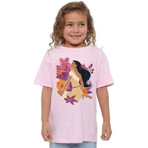 mandarin creative ltd Pocahontas Flowers Meisjes T-shirt, roze, 7-8 jaar, roze, 7-8 jaar