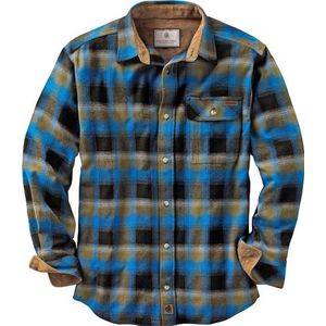 Legendary Whitetails Heren Buck Camp Flanel, Lange Mouw Plaid Button Down Casual Shirt, Corduroy Manchetten, Kobalt Plaid, 4XL