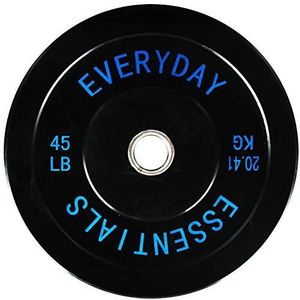 BalanceFrom Everyday Essentials Color Coded Olympische Bumper Plate Gewicht Plate Stalen Hub, Zwart